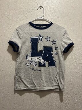 Charlotte Russe Gray Tee with Navy LA Graphic